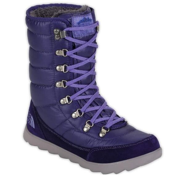 The North Face Thermoball 8" Lace Boots Purple Quilted Size 7 Winter Snow Cozy - Picture 1 of 11